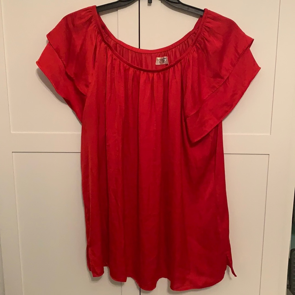 Red Terra & Sky Blouse~1X (16W-18W)